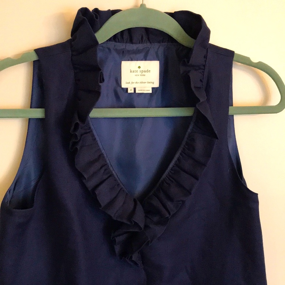 Kate Spade Ruffle Collar V Neck Dress - Picture 5 of 11